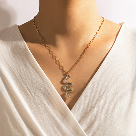 Винтажное золотое ожерелье со змеей и слоном для модной цепочки свитеров
