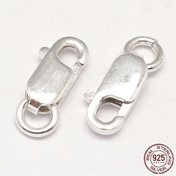 925 Sterling Silver Lobster Claw Clasps, with Jump Rings