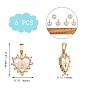 6Pcs Brass Clear Cubic Zirconia Pendants, with Enamel, Long-Lasting Plated, Real 18K Gold Plated, Heart and Eye