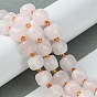 Natural Rose Quartz Beads Strands, with Seed Beads, Faceted Cube