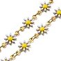 304 Stainless Steel Flower Link Chain Necklace with Enamel