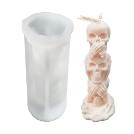 Bricolage thème halloween bougie en forme de crâne faisant des moules en silicone, moules de résine, outils de moule d'artisanat en argile