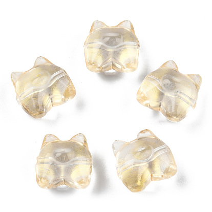 Perles de verre peintes par pulvérisation transparent, avec de la poudre de paillettes, ours