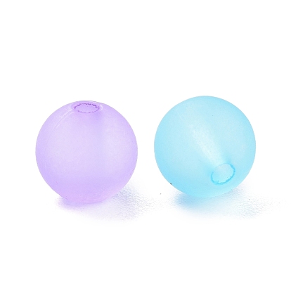 Transparent Acrylic Ball Beads, Frosted Style, Round