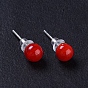 Round Lampwork Ball Stud Earrings, with Platinum Plated Brass Findings, Plastic Dropper and Ear Nuts