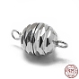 925 Sterling Silver Magnetic Clasps, with 925 Stamp, Round