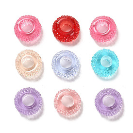 Transparent Resin European Beads, Large Hole Beads, Textured Rondelle