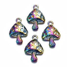 Rainbow Color Alloy Pendants, Cadmium Free & Lead Free, Mushroom Shape