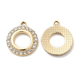 UV Plating Alloy Pendants, with Crystal Rhinestone, Donut Charms