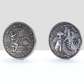 Mot e pluribus unum pièces commémoratives rondes plates en laiton, pièces porte-bonheur pour Pâques, avec étui de protection, argent antique