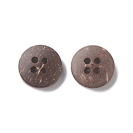 Резными круглыми 4-луночное пришивания пуговиц, Кокосовые Пуговицы, 11 мм