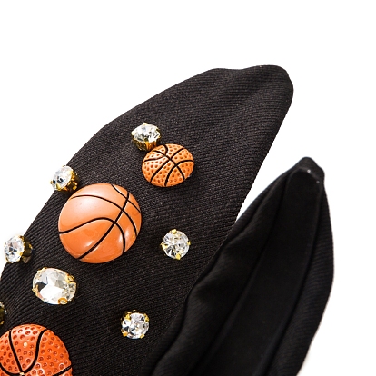 Basketball Baseball Plastic and Rhinestone Hair Bands, Wide Twist Knot Cloth Hair Accessories for Women Girl