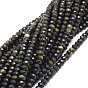 Natural Golden Sheen Obsidian Beads Strands, Faceted, Rondelle