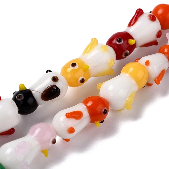 Handmade Lampwork Beads Strands, Cartoon Penguin