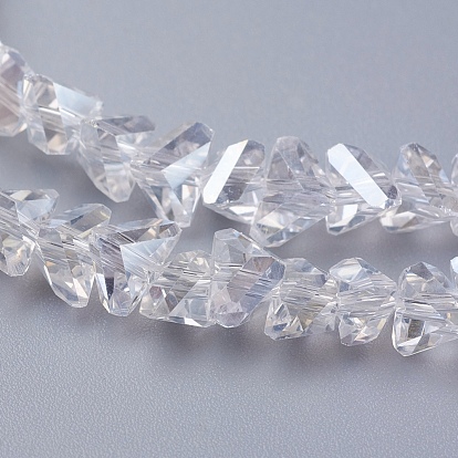 Perles en verre electroplate, de couleur plaquée ab , facette, triangle