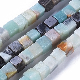 Natural Flower Amazonite Beads Strands, Cube