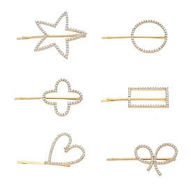 Simple Alloy Geometric Heart-shaped Inlaid Diamond Round One-word Clip Edge Clip