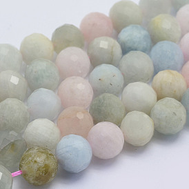 Perlas naturales morganita hebras, ronda facetas, a- grado