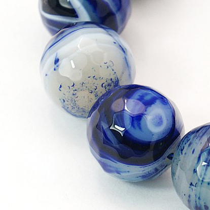 Natural Agate Beads Strands, Dyed, Faceted, Round, 8mm, Hole: 1mm