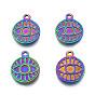 201 Stainless Steel Pendants, Flat Round with Eye
