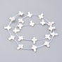 Natural White Shell Mother of Pearl Shell Beads, Top Drilled Beads, Cross