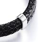 Bracelets mkulti-strand en cuir tressé en cuir, avec 304 acier inoxydable fermoir magnétique