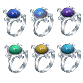 Tortoise Mood Ring, Temperature Change Color Emotion Feeling Acrylic Adjustable Ring, Zinc Alloy Jewelry for Women