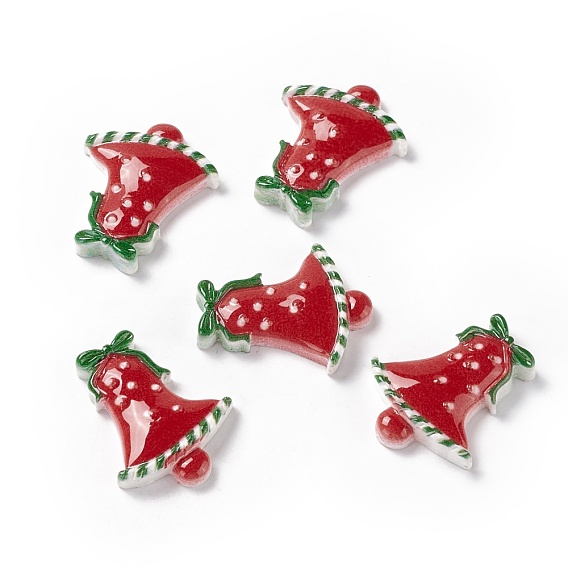 Christmas Themed Opaque Resin Cabochons, Christmas Bell