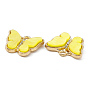 Pendentifs acryliques, avec strass en alliage doré clair, charme de papillon