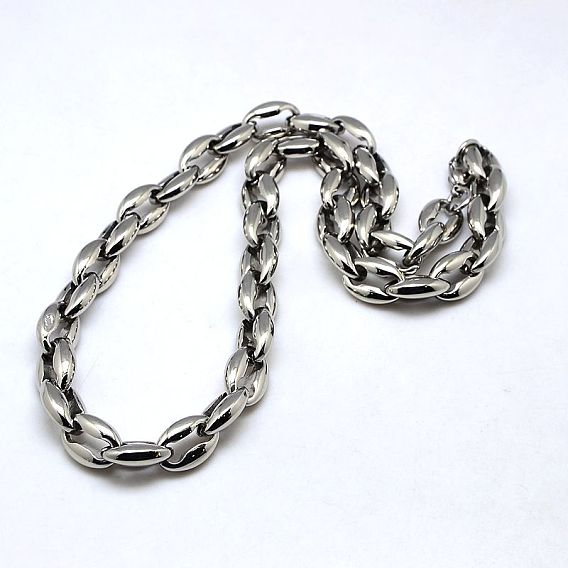 Fashionable 304 Stainless Steel Coffee Bean Chain Necklaces, with Lobster Claw Clasps, 21 inch(53cm)