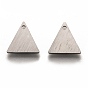 Revestimiento iónico (ip) 304 colgantes de acero inoxidable, estampar etiqueta en blanco, Corte con laser, efecto de banco de dibujo de doble cara, triángulo