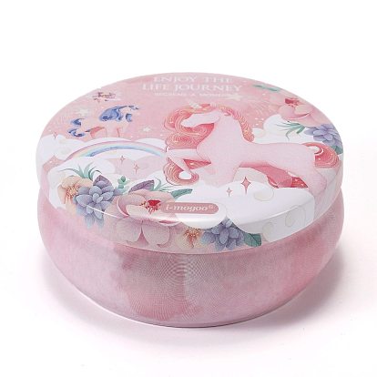 Bougies en fer blanc imprimées licorne rose, décorations sans fumée en forme de tonneau, avec des fleurs séchées, la boîte uniquement pour la protection, pas d'alimentation à nouveau si la boîte est écrasée