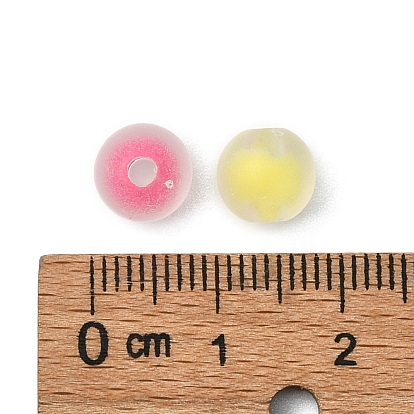 Colorful Frosted Acrylic Beads, Bead in Bead, Round