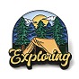 Épingles en émail sur le thème du camping en plein air, badge en alliage noir pour vêtements de sac à dos, montagne/vaisselle/flèche