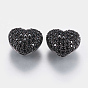 Micro en laiton pavent des perles cubes de zircone, coeur creux, noir