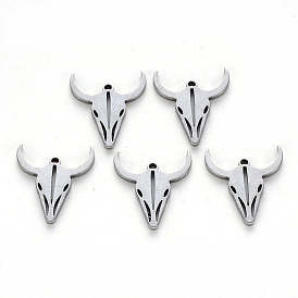 304 Stainless Steel Charms, Laser Cut, Cow Head