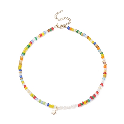 Ожерелье с подвеской в виде звезды из латуни, женское колье с цепочками из натурального жемчуга и стеклянных бус