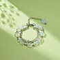 Star Opalite Beads Multi-strand Bracelets, 304 Stainless Steel Paperclip Chains & Brass Curb Chains Bracelets for Women
