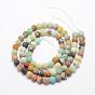 Frosted Natural Flower Amazonite Bead Strands, Round