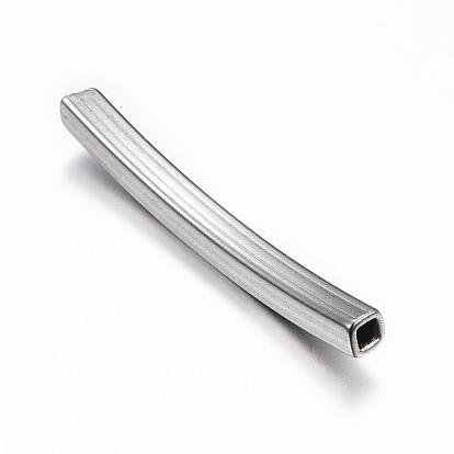 304 Stainless Steel Tube Beads, Square Hole