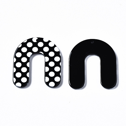 3D Printed Acrylic Pendants, Black and White, Arch with Wave Point Pattern