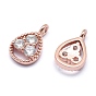 Brass Charms, with Cubic Zirconia, Lead Free & Cadmium Free & Nickel Free, Drop