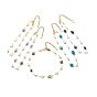Bracelet de cheville en pierres précieuses naturelles et perles, bijoux en acier inoxydable plaqué or pour femme