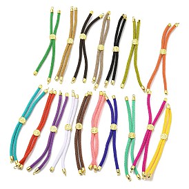 Nylon Cords Bracelet Makings Fit for Connector Charms, with Golden Brass Tree Slider Beads, Long-Lasting Plated