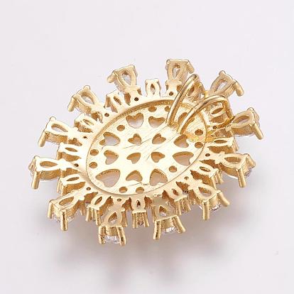 Micro cuivres ouvrent pendentifs zircone cubique, avec coquille sculptée vierge, plaqué longue durée, ovale, réel 18 k plaqué or