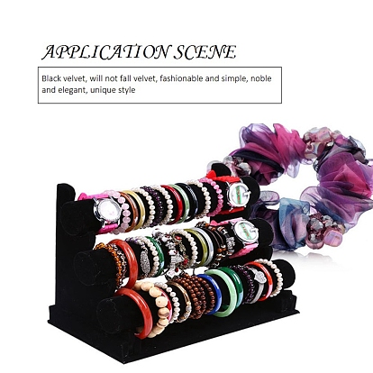 Velvet Bracelet Displays, Removable 3 Tier T-bar Jewelry Display Stand