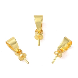 Rack Plating Brass Cup Peg Bails, for Half Drilled Beads, Lead Free & Cadmium Free