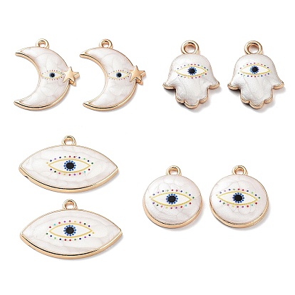 Resin Pendants, Light Gold Tone Alloy Enamel Eye Charms