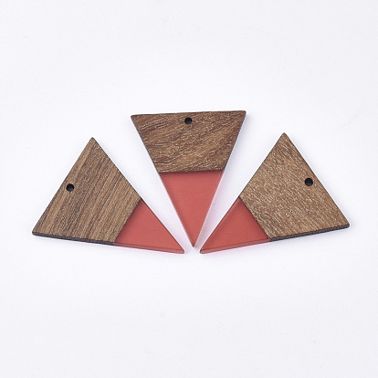 Resin & Walnut Wood Pendants, Triangle
