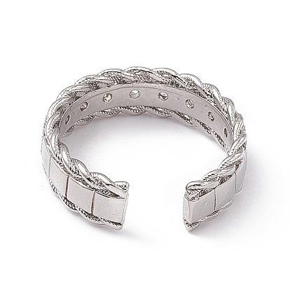 Открытое квадратное кольцо-манжета из прозрачного кубического циркония, украшения из латуни для женщин